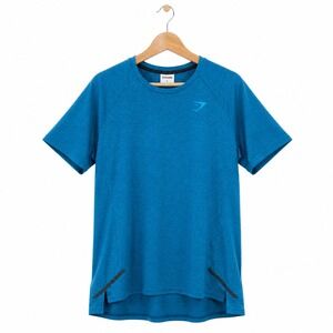 Gymshark Mens Apex T-Shirt Blue Marl Short Sleeve Training Top Size L A2A6P